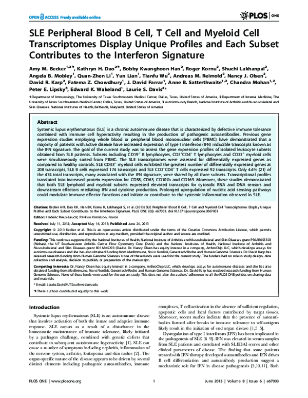 (PDF) SLE Peripheral Blood B Cell, T Cell and Myeloid Cell ...