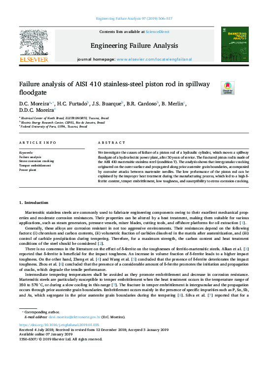 (PDF) Failure analysis of AISI 410 stainless-steel piston rod in ...