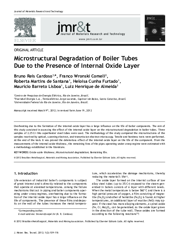 (PDF) Microstructural Degradation of Boiler Tubes Due to the Presence ...