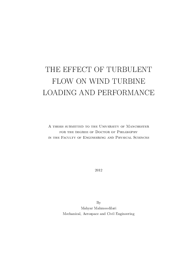 (PDF) The effect of turbulent flow on wind turbine loading and performance