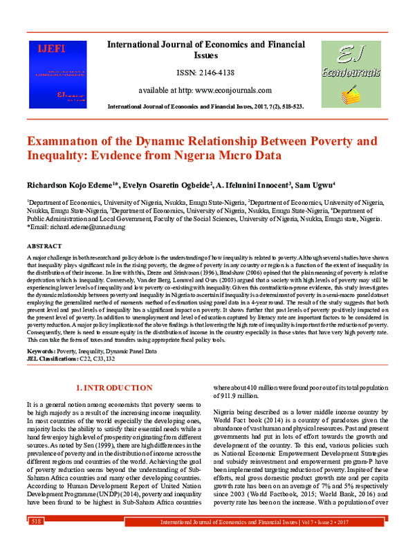 (PDF) Examınation of the Dynamic Relationship Between Poverty and ...