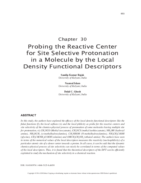 (PDF) Probing the Reactive Center for Site Selective Protonation in a ...