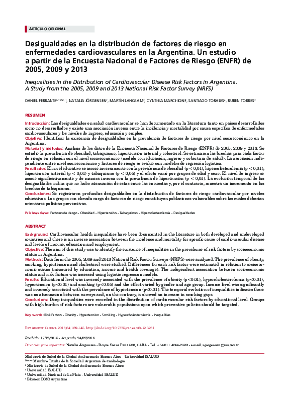(PDF) Desigualdades en la distribución de factores de riesgo en ...