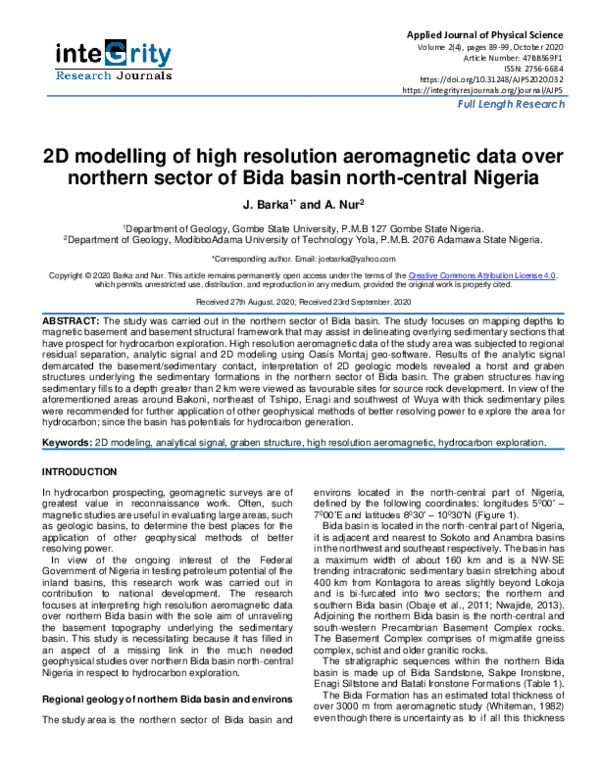 (PDF) 2D modelling of high resolution aeromagnetic data over northern ...