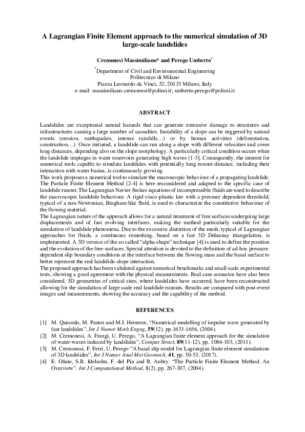 (PDF) A Lagrangian Finite Element approach to the numerical simulation ...