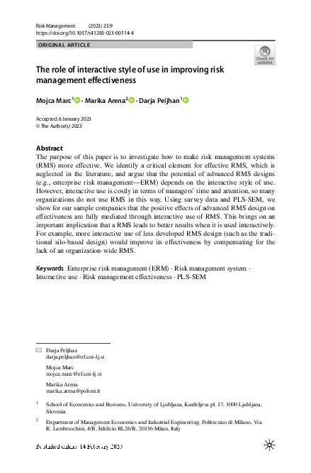 (PDF) The role of interactive style of use in improving risk management ...