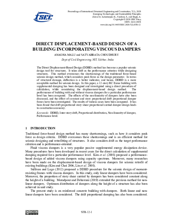 (PDF) Direct Displacement-Based Design of a Building Incorporating ...