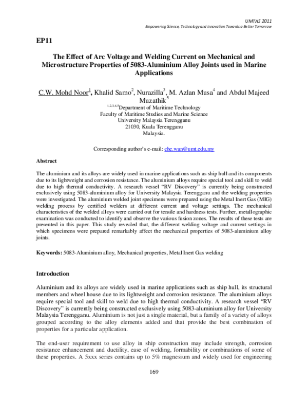 (PDF) The Effect of Arc Voltage and Welding Current on Mechanical and ...