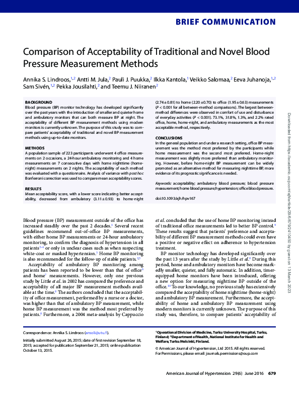 (PDF) Comparison of Acceptability of Traditional and Novel Blood ...