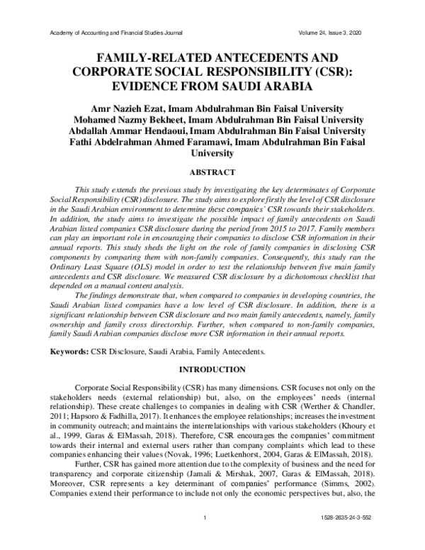 (PDF) Family-Related Antecedents and Corporate Social Responsibility ...