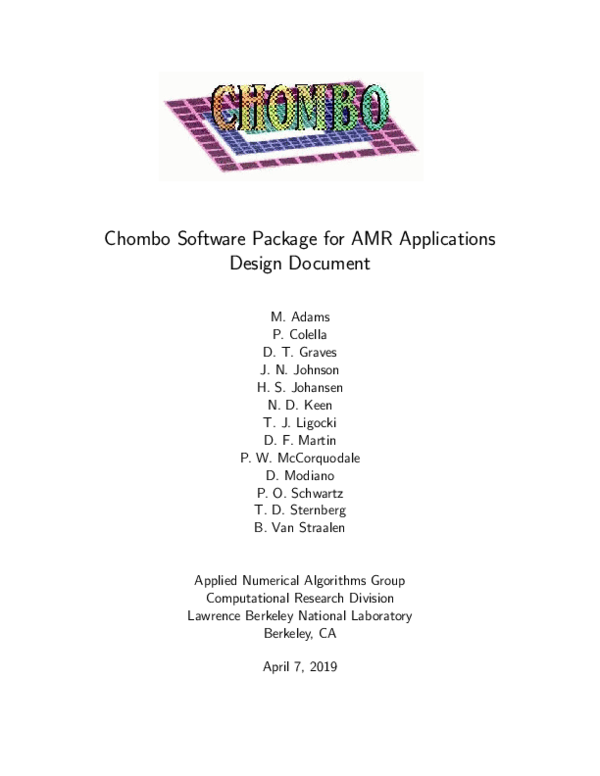 (PDF) Chombo Software Package for AMR Applications-Design Document