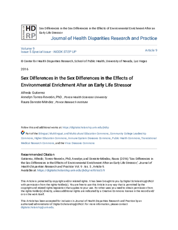 (PDF) Sex Differences in the Sex Differences in the Effects of ...