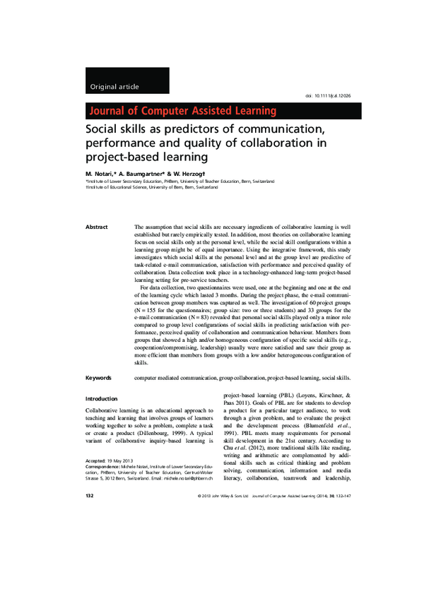(PDF) Social skills as predictors of communication, performance and ...