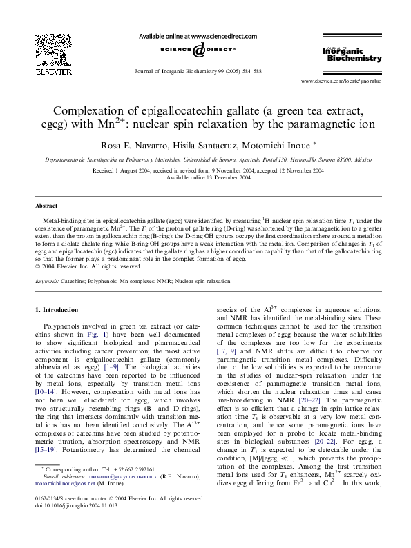 (PDF) Complexation of epigallocatechin gallate (a green tea extract ...