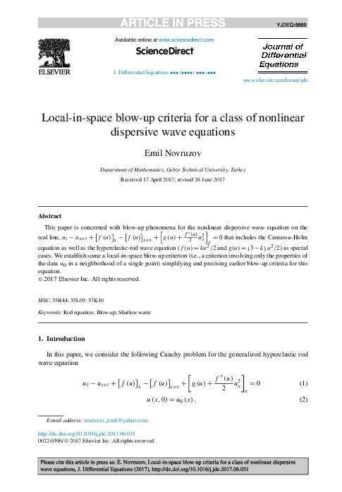 (PDF) Local-in-space blow-up criteria for a class of nonlinear ...