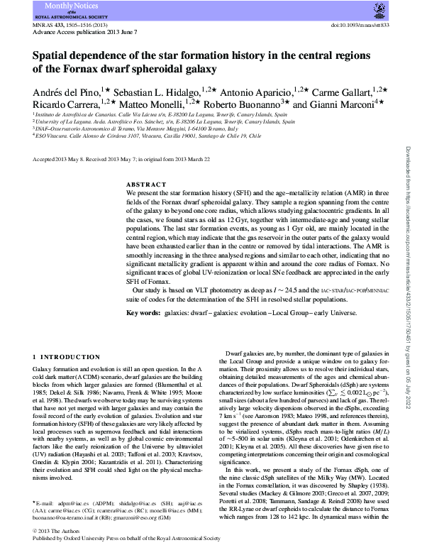 (PDF) Spatial dependence of the star formation history in the central ...