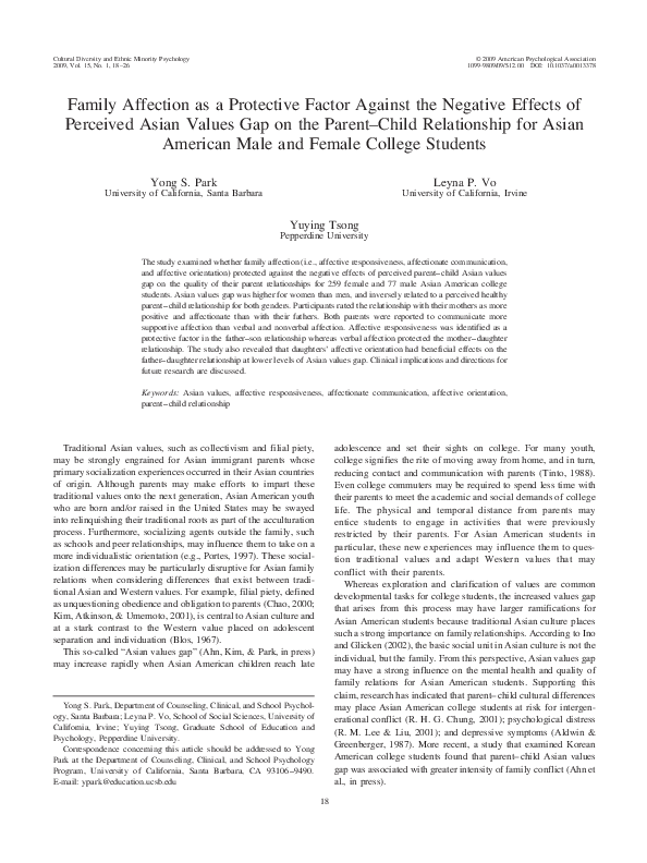 (PDF) Family affection as a protective factor against the negative ...