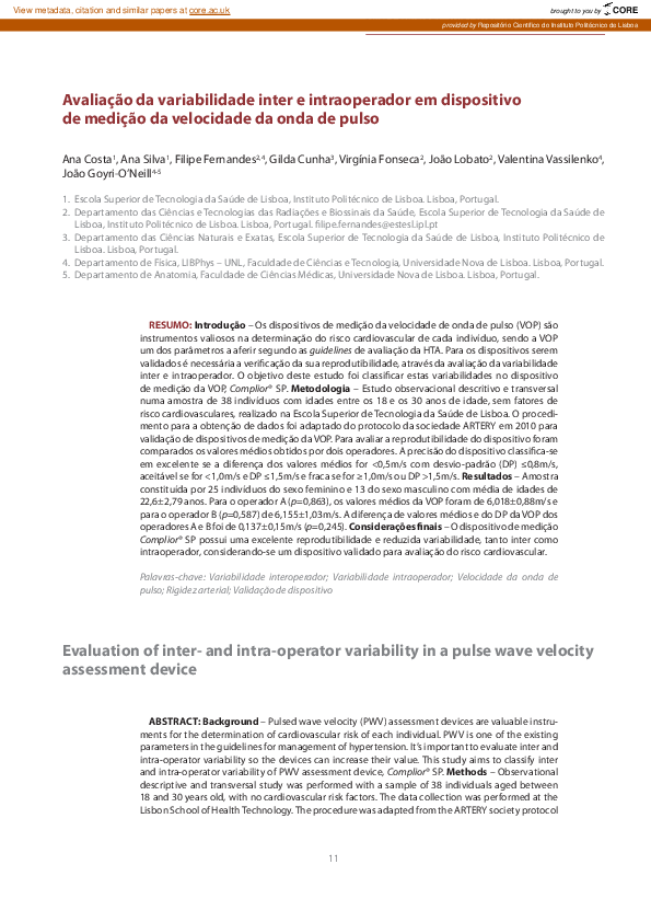 (PDF) Evaluation of inter- and intra-operator variability in a pulse ...