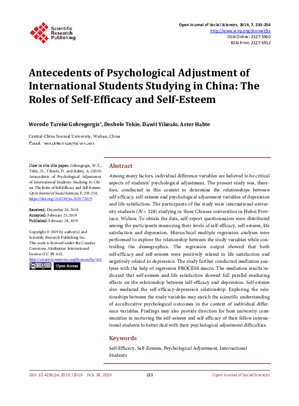 (PDF) Antecedents of Psychological Adjustment of International Students ...