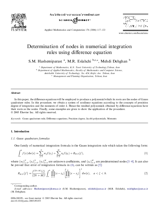 pdf-determination-of-nodes-in-numerical-integration-rules-using