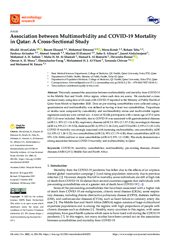 (PDF) Association between Multimorbidity and COVID-19 Mortality in ...