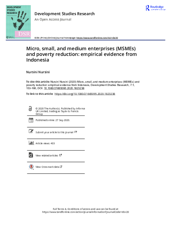 (PDF) Micro, small, and medium enterprises (MSMEs) and poverty ...