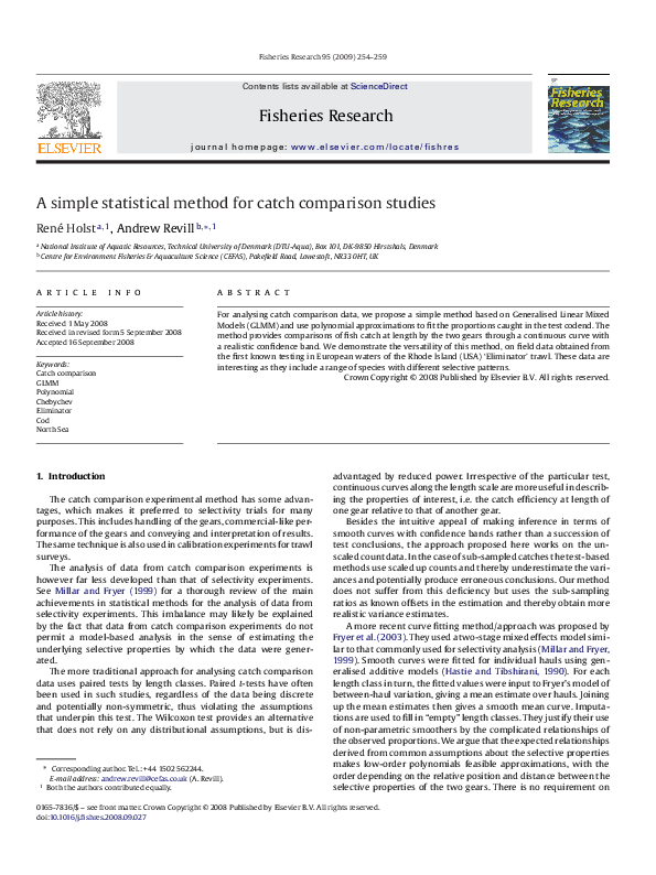 (PDF) A simple statistical method for catch comparison studies