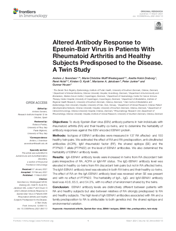 (PDF) Altered Antibody Response to Epstein-Barr Virus in Patients With ...