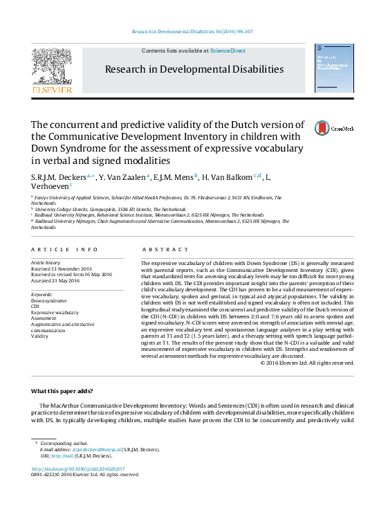 (PDF) The concurrent and predictive validity of the Dutch version of ...