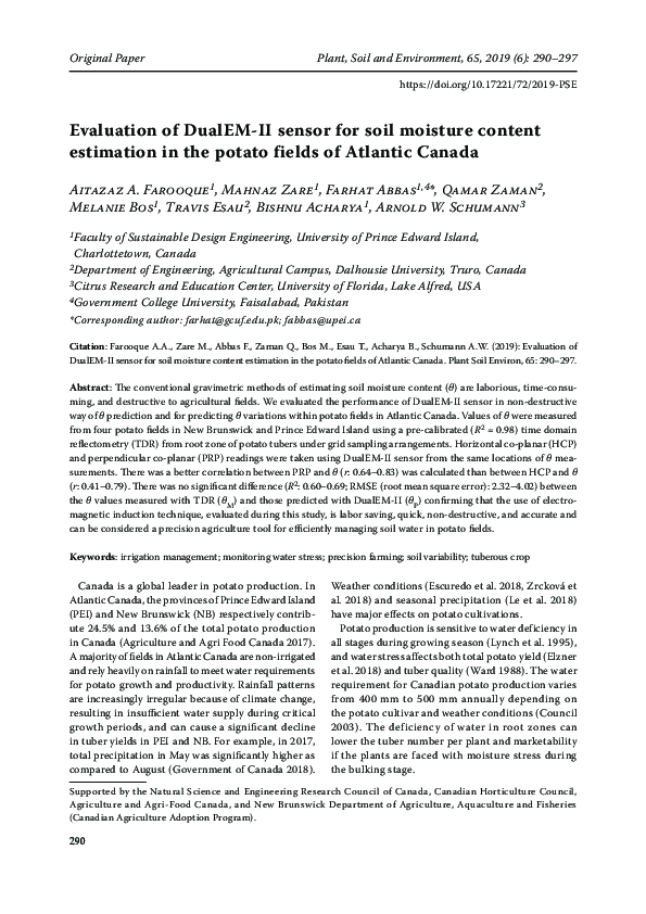 (PDF) Evaluation of DualEM-II sensor for soil moisture content ...