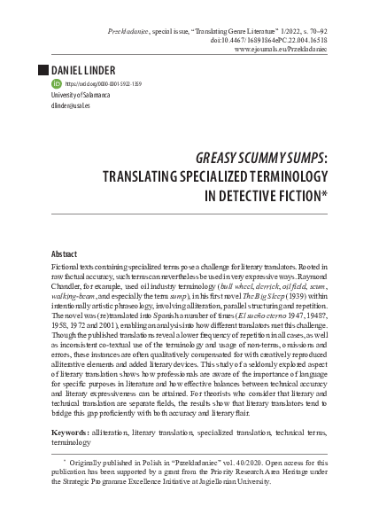 (PDF) Greasy Scummy Sumps: Translating Specialized Terminology in ...