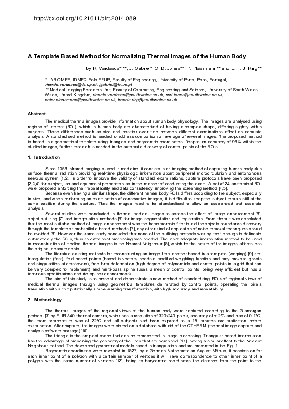 (PDF) A Template Based Method for Normalizing Thermal Images of the ...