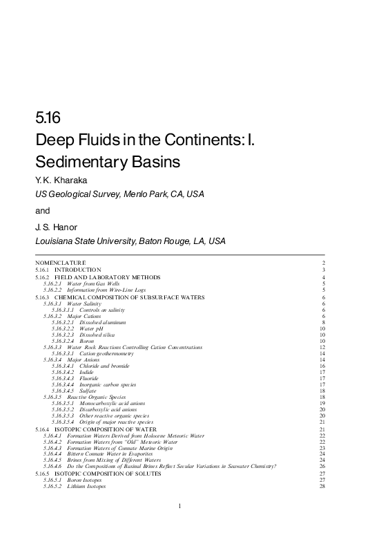 (PDF) Deep Fluids in the Continents: I. Sedimentary Basins