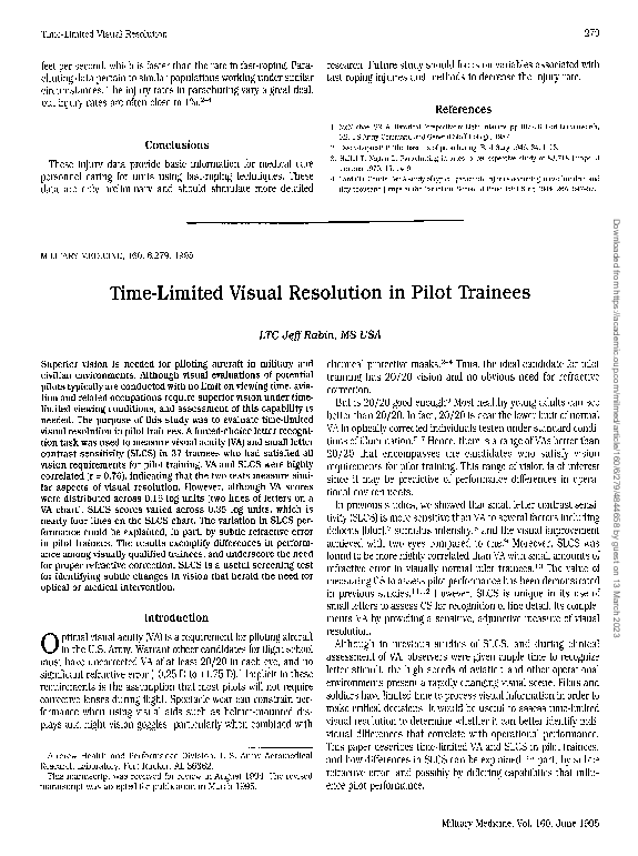 (PDF) Time-limited visual resolution in pilot trainees