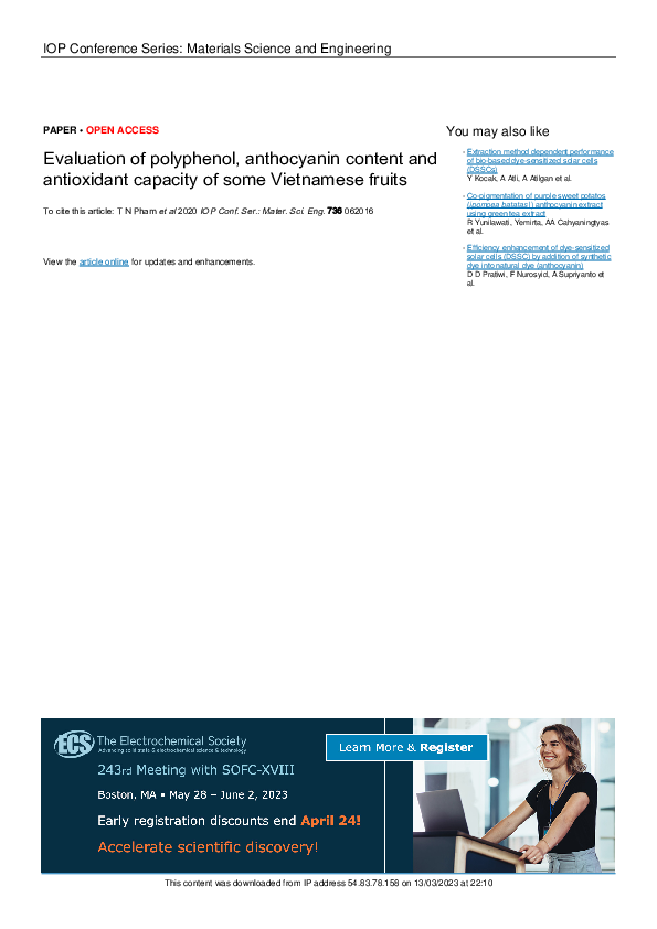 (PDF) Evaluation of polyphenol, anthocyanin content and antioxidant ...