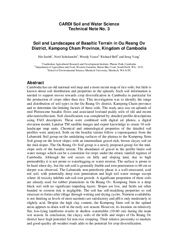 (PDF) Soil and landscapes of basaltic terrain in Ou Reang Ov district ...