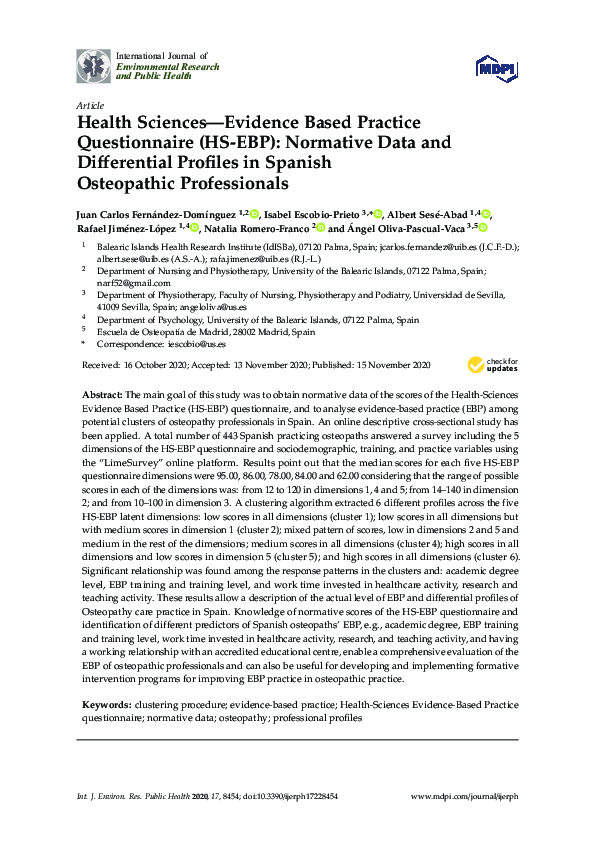 (PDF) Health Sciences—Evidence Based Practice Questionnaire (HS-EBP ...