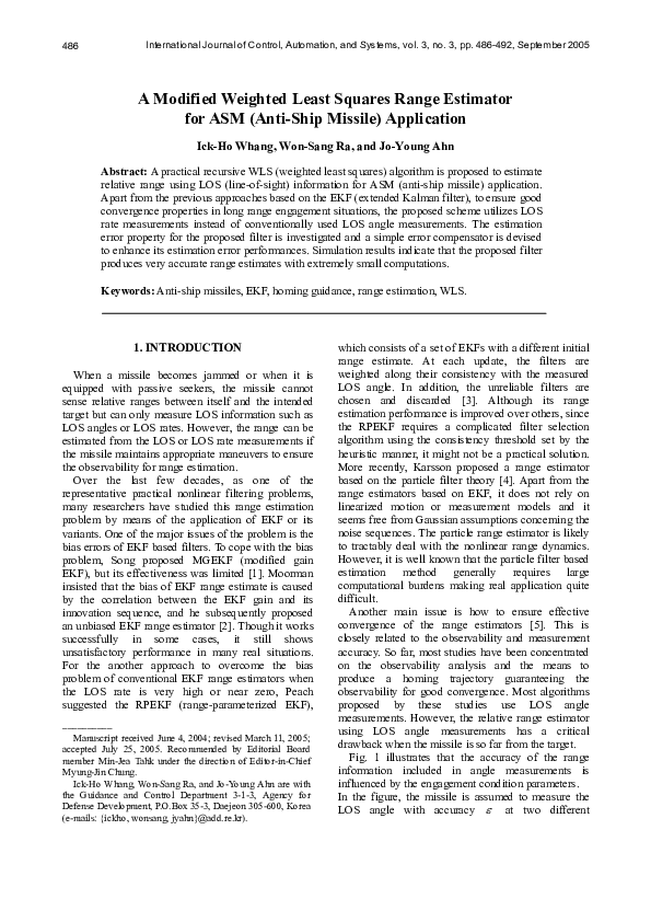 (PDF) A Modified Weighted Least Squares Range Estimator for ASM (Anti ...
