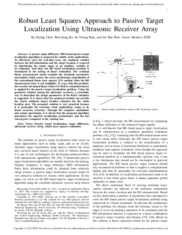 (PDF) Robust Least Squares Approach to Passive Target Localization ...