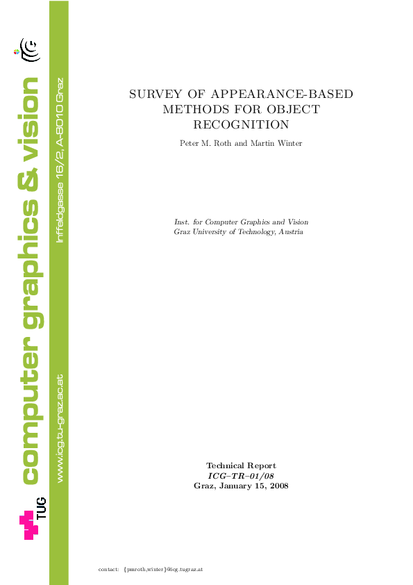 (PDF) Survey of appearance-based methods for object recognition