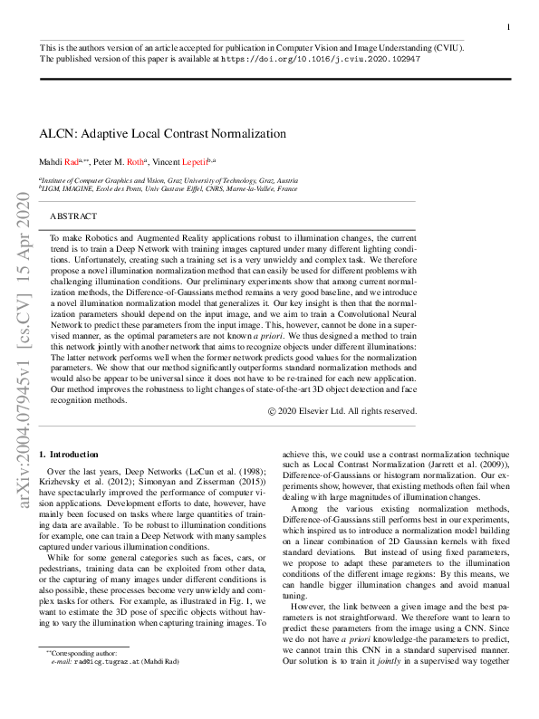 (PDF) ALCN: Adaptive Local Contrast Normalization