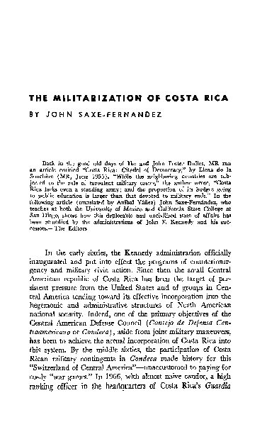 (PDF) The Militarization of Costa Rica
