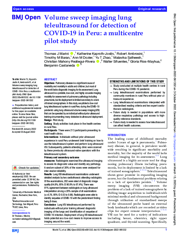 (PDF) Volume sweep imaging lung teleultrasound for detection of COVID ...