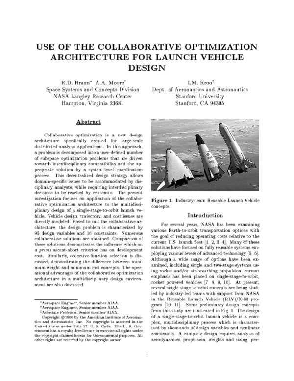 (PDF) Use of the collaborative optimization architecture for launch ...