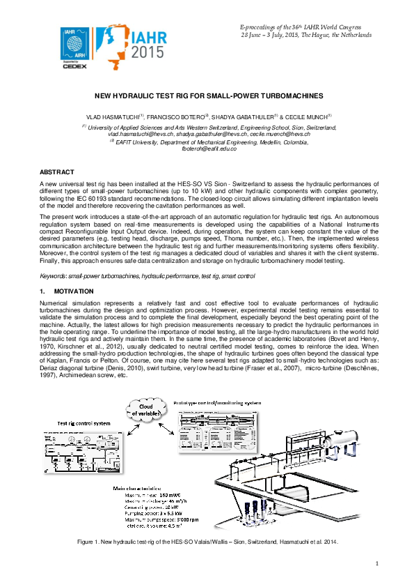 (PDF) New Hydraulic Test Rig for Small-Power Turbomachines