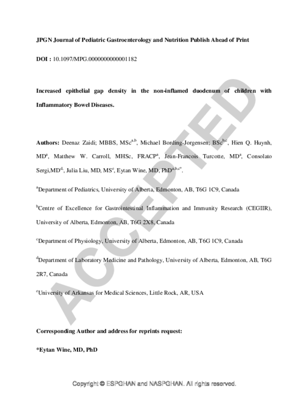 (PDF) Increased Epithelial Gap Density in the Non-Inflamed Duodenum of ...