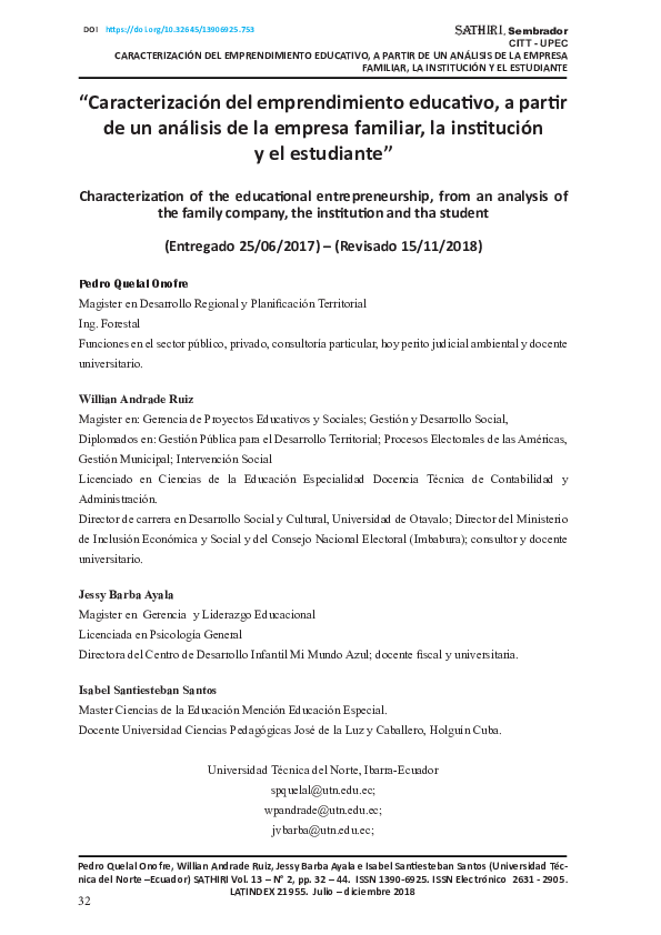 (PDF) Caracterización del emprendimiento educativo, a partir de un ...