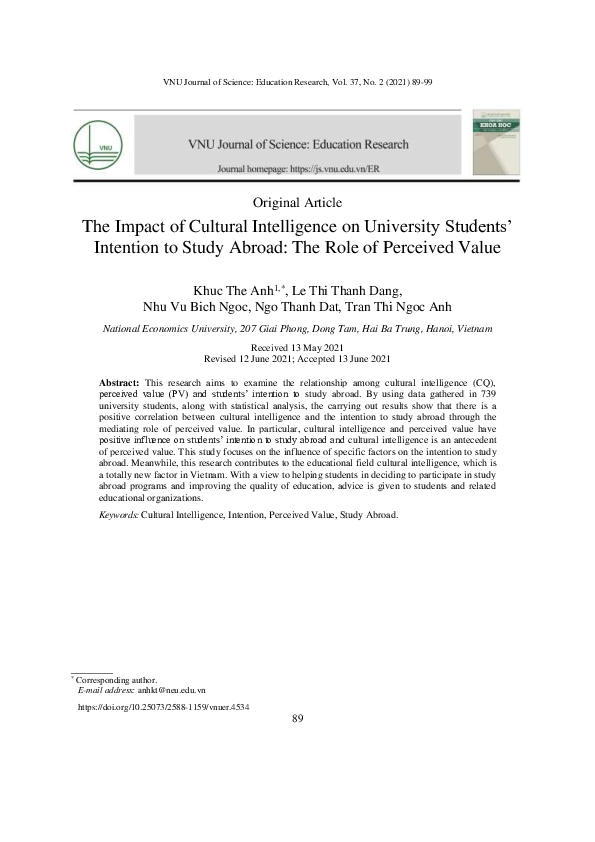(PDF) The Impact of Cultural Intelligence on University Students ...