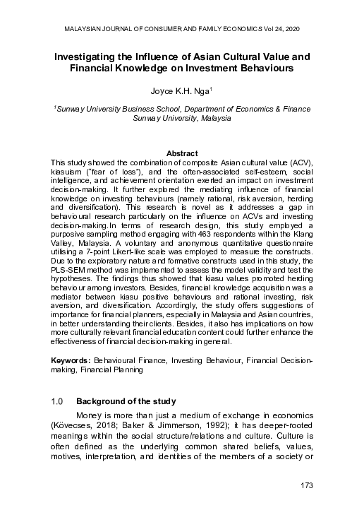 (PDF) Investigating the influence of Asian cultural value and financial ...