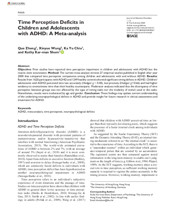 (PDF) Time Perception Deficits in Children and Adolescents with ADHD: A ...